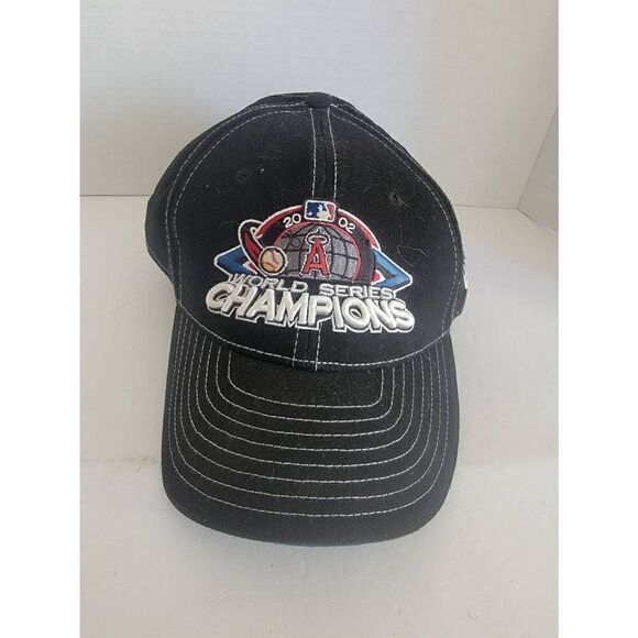 Vtg New Era Clubhouse Collection Black Anaheim Angels 2002 World Series Hat OS - Picture 1 of 5